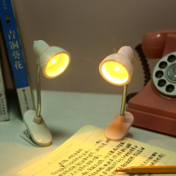 Mini LED Clamp Lamp – Portable USB Powered Desk Light with Adjustable Flexible Neck, Strong Clip Base, Eye-Friendly Flicker-Free Lighting for Study, Reading, Office, Bedside & Travel (Random Color)