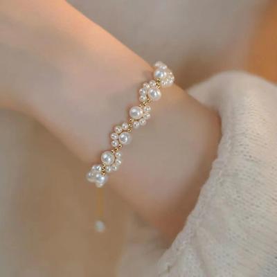 Elegant Beaded Gold Plated Pearl Necklace & Bracelet Set for Women | Royal Martz Jewelry
