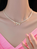 PQT-992 – Bow Shape Pearl Pendant Necklace for Women | Elegant Jewelry in Silver & Golden | Royal Martz