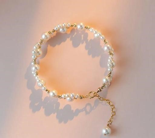 Beautiful Pearl Bracelet for Women | PC Resin Plated Rhinestone Jewelry | Golden Elegant Fashion Bracelet – Royal Martz
