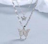 Silver Plated Double Layered Butterfly Pendant Necklace | PC Alloy Korean & Western Style Jewelry – Royal Martz