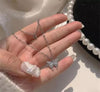 Silver Plated Double Layered Butterfly Pendant Necklace | PC Alloy Korean & Western Style Jewelry – Royal Martz