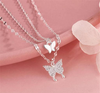 Silver Plated Double Layered Butterfly Pendant Necklace | PC Alloy Korean & Western Style Jewelry – Royal Martz