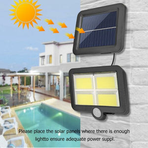Solar Street LED Sensor Light Wall Lamp (BK-128-4COB) with Remote Control | Outdoor Waterproof Solar Flood Light for Garden, Garage, Camping & Security