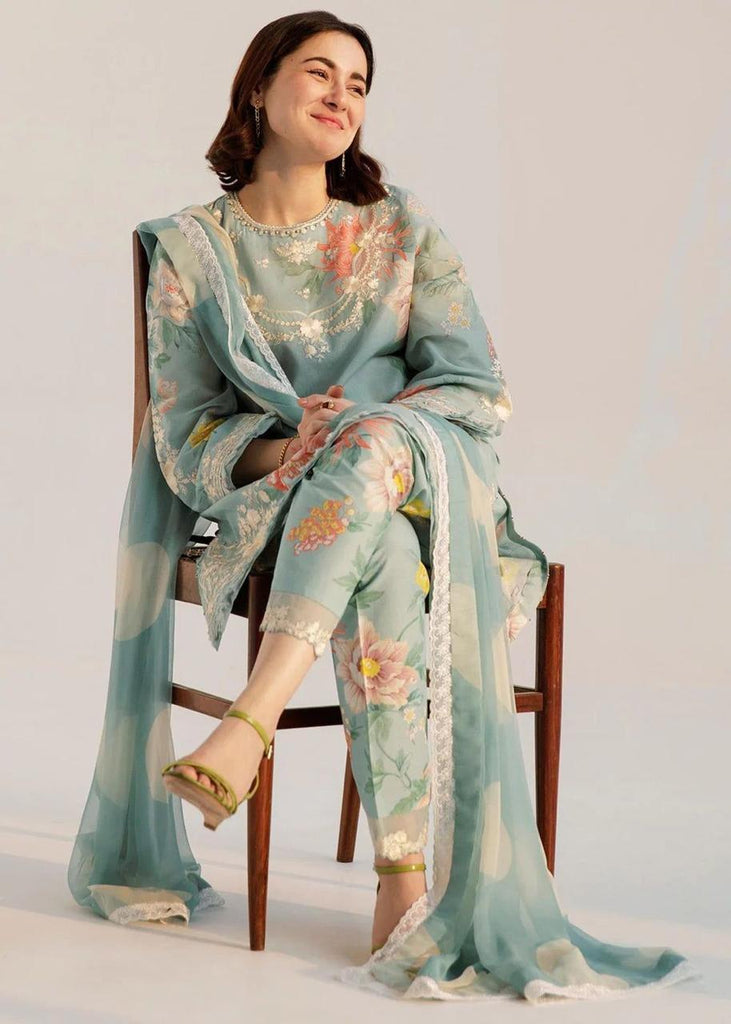 Stunning Blue Digital Printed Karandi 3 Piece Unstitched Suit | Royal Martz
