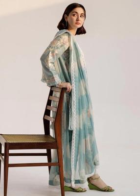 Stunning Blue Digital Printed Karandi 3 Piece Unstitched Suit | Royal Martz