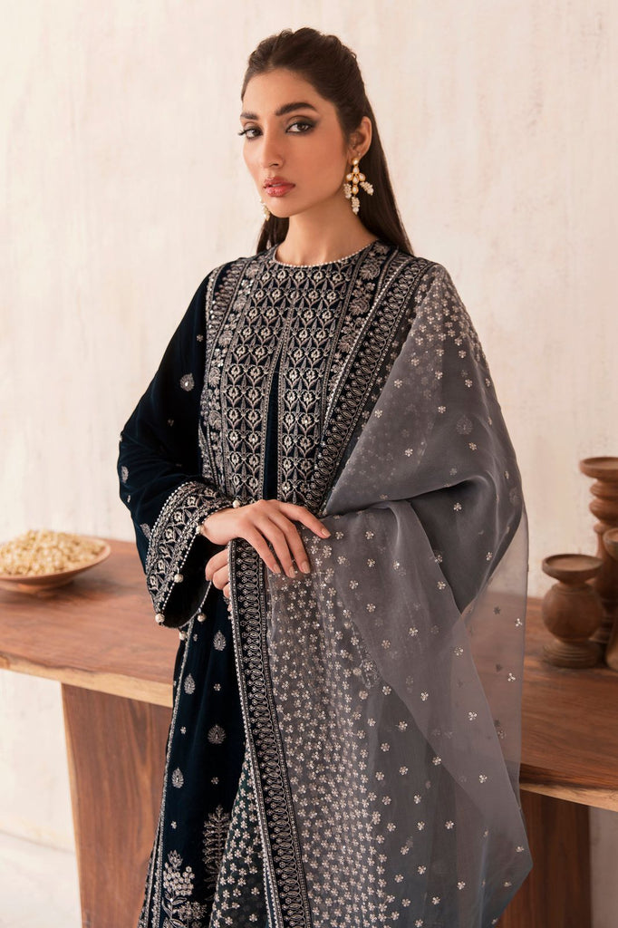 Velvet Collection Heavy Embroidered Suit with Organza Tie & Dye Dupatta – Master Replica | Royal Martz