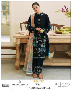 Winter Collection Dhanak Embroidered 3 Piece Suit with Pashmina Shawl – Royal Martz